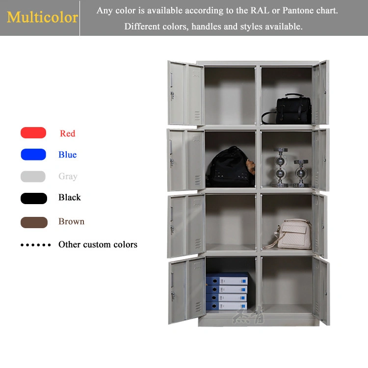 High Quality Metal Lockers 8 Door Stainless Steel Multiple Layer Clothing Locker