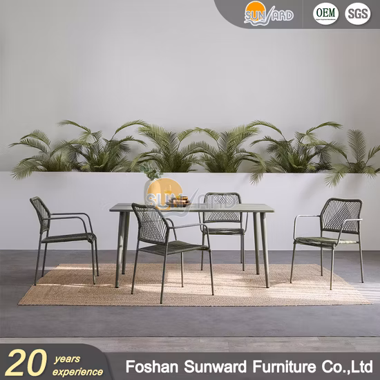 뜨거운 판매 레저 호텔 테라스 알루미늄 로프 테이블 의자 세트 야외 정원 가구