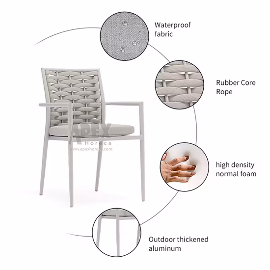 등나무 밧줄로 짠 현대적인 집 야외 의자 식탁 세트 정원 호텔 거실 가구